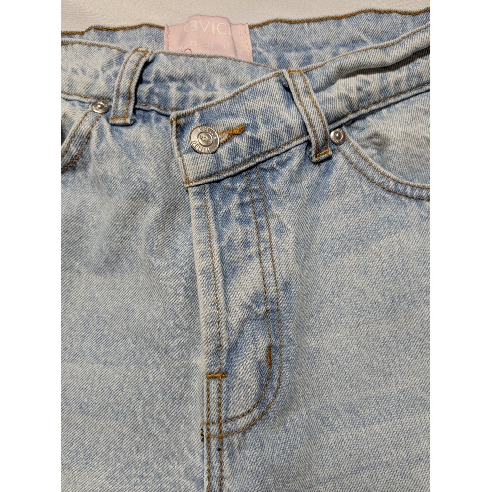 REVICE Women 29 Asymmetric Button Fly Crop Straight Leg Light Wash Denim‎ Jeans - Picture 13 of 16
